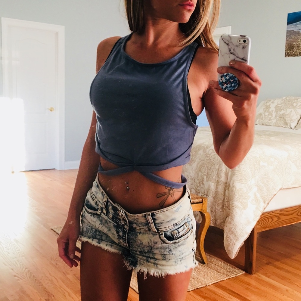 🆕 Cross Back Wrap Around Waist Crop Tank